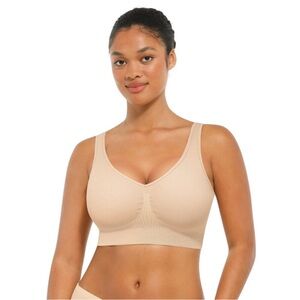 Feelingirl Seamless Comfort Bra Smoothing Support Adjustable Straps Khaki XL